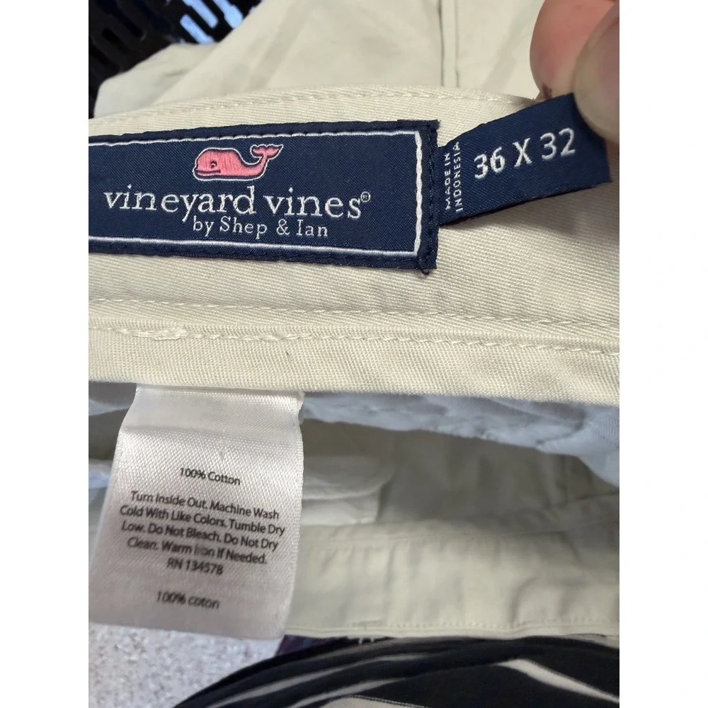 Men's Vineyard Vines by Shep & Lan - Cream Club Pants Size 36 32L